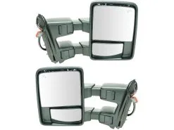 Trail Ridge - Power Towing Mirror Set - Heated, Power-Folding-Telescoping - Textured Black - Smoked Turn Signal And Clearance Light - Temperature Sensor - 2011 - 2016 Ford F-350 Super Duty - TR10154