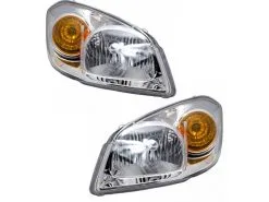 DIY Solutions - Headlight Assembly Set Of 2 - Chrome Housing - 2005 - 2010 Chevrolet Cobalt With Amber Corner Lamp - LHT03311