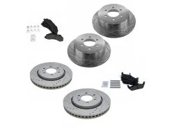 TRQ - Front And Rear Ceramic Brake Pad And Cross Drilled And Slotted Rotor Kit - 2010 - 2011 Ford F150 - BKA12441