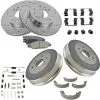 DIY Solutions - Front And Rear Ceramic Brake Pad Cross Drilled And Slotted Rotor Shoe Drum Kit - 6 Lug - Performance Type - 2009 - 2013 Chevrolet Silverado 1500 - BFS02040 -Intake System Parts Shop D0125 S613369 1