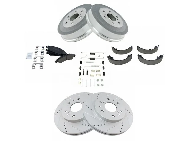 DIY Solutions - Front And Rear Ceramic Brake Pad Cross Drilled And Slotted Rotor Shoe Drum Kit - 6 Lug - Performance Type - 2009 - 2013 Chevrolet Silverado 1500 - BFS02040 4 DIY Solutions - Front And Rear Ceramic Brake Pad Cross Drilled And Slotted Rotor Shoe Drum Kit - 6 Lug - Performance Type - 2009 - 2013 Chevrolet Silverado 1500 - BFS02040 - Image 2