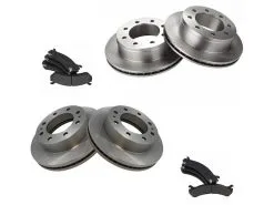 TRQ - Front And Rear Semi Metallic Brake Pad And Rotor Kit - 8 Lug - 2001 - 2010 Chevrolet Silverado 2500 HD Crew Cab Pickup - BKA11475