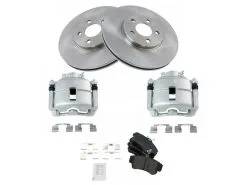 TRQ - Front Ceramic Brake Pads Rotor And Caliper Kit - 2001 - 2009 Chrysler PT Cruiser Naturally Aspirated - BKA14024