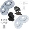 TRQ - Front And Rear Ceramic Brake Pad And Cross Drilled And Slotted Rotor Kit - 2006 - 2009 Audi A4 Quattro - BKA12483 -Intake System Parts Shop D0151 D527662 1