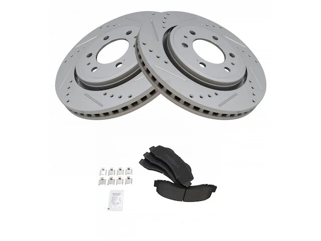 TRQ - Front Semi Metallic Brake Pad And Cross Drilled And Slotted Rotor Kit - 6 Lug - Vented Rotors - Performance Type - 2010 - 2017 Ford F-150 - BKA12560 3 TRQ - Front Semi Metallic Brake Pad And Cross Drilled And Slotted Rotor Kit - 6 Lug - Vented Rotors - Performance Type - 2010 - 2017 Ford F-150 - BKA12560