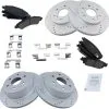 TRQ - Front And Rear Ceramic Brake Pad And Cross Drilled And Slotted Rotor Kit - 6-Lug - 2014 - 2018 Chevrolet Silverado 1500 - BKA12821 -Intake System Parts Shop D0156 D234326 1