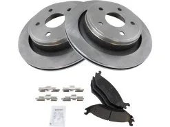 TRQ - Rear Ceramic Brake Pads And Rotor Kit - 5 Lug - Vented Rotors - 2011 - 2018 Ram 1500 - BKA11510
