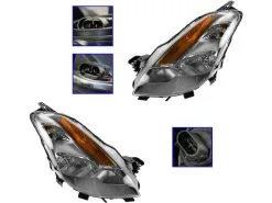 DIY Solutions - Halogen Headlight Assembly Set Of 2 - 2008 - 2009 Nissan Altima Coupe - LHT03523