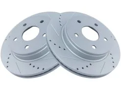 TRQ - Front Cross Drilled And Slotted Brake Rotor Set - 2002 - 2010 Dodge Ram 1500 - BRA74611