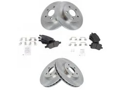 TRQ - Front And Rear Semi Metallic Brake Pad And Rotor Kit - 5 Lug - Vented Front Rotor - Solid Rear Rotor - 2005 - 2010 Pontiac G6 - BKA11531