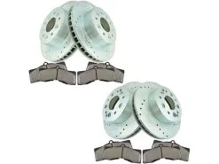 DIY Solutions - Front And Rear Semi Metallic Brake Pad And Cross Drilled And Slotted Rotor Kit - 5 Lug - 1965 - 1982 Chevrolet Corvette - BFS01959