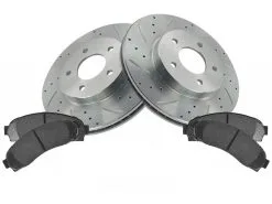 DIY Solutions - Front Ceramic Brake Pad And Cross Drilled And Slotted Rotor Kit - 5 Lug - Vented Front Rotors - 2005 - 2006 Chevrolet Equinox - BFS01726