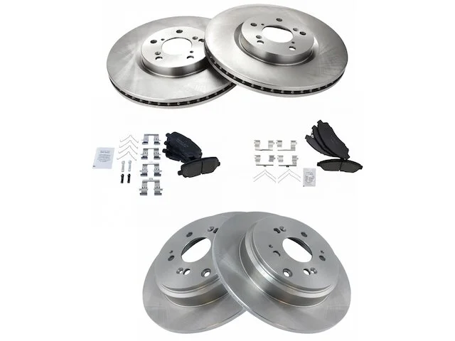 TRQ - Front And Rear Ceramic Brake Pads And Rotor Kit - 5 Lug - Vented Front Rotors - Solid Rear Rotors - 2007 - 2013 Acura MDX - BKA11883 3 TRQ - Front And Rear Ceramic Brake Pads And Rotor Kit - 5 Lug - Vented Front Rotors - Solid Rear Rotors - 2007 - 2013 Acura MDX - BKA11883